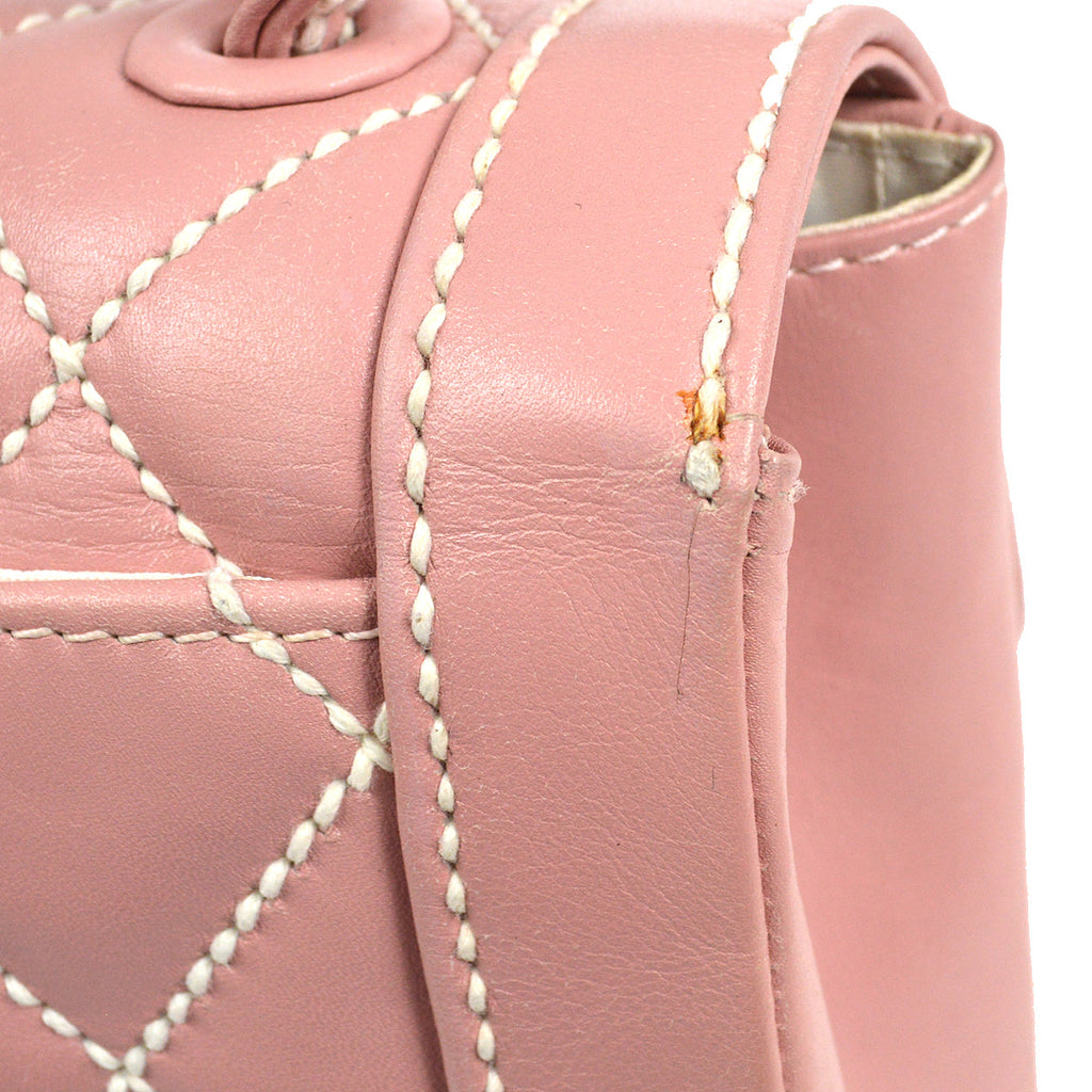 CHANEL Wild Stitch Handbag Pink Calfskin