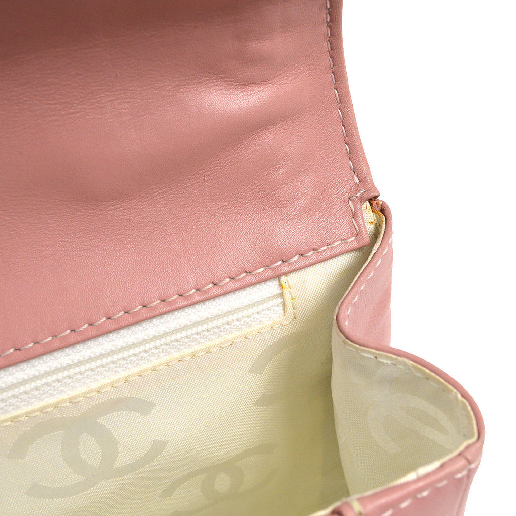 CHANEL Wild Stitch Handbag Pink Calfskin