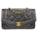 CHANEL Small Diana Chain Shoulder Bag Black Lambskin