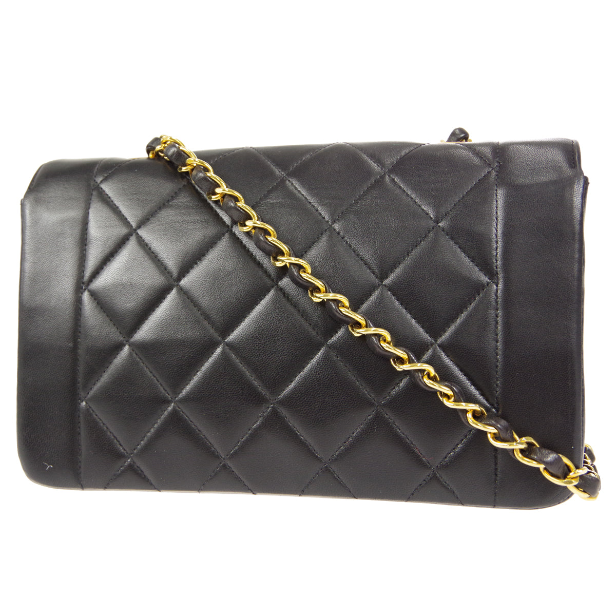 CHANEL Small Diana Chain Shoulder Bag Black Lambskin