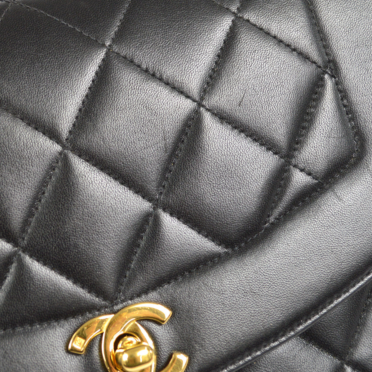 CHANEL Small Diana Chain Shoulder Bag Black Lambskin
