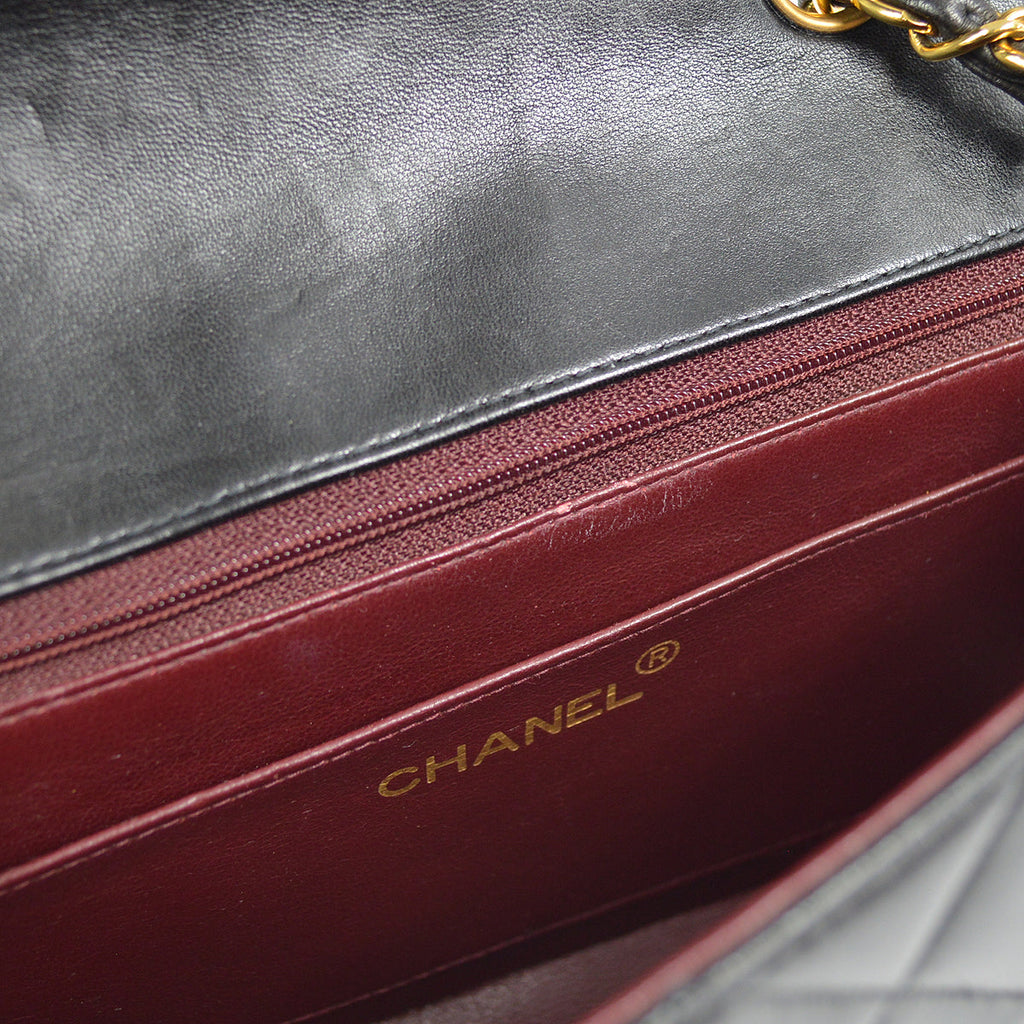 CHANEL Small Diana Chain Shoulder Bag Black Lambskin