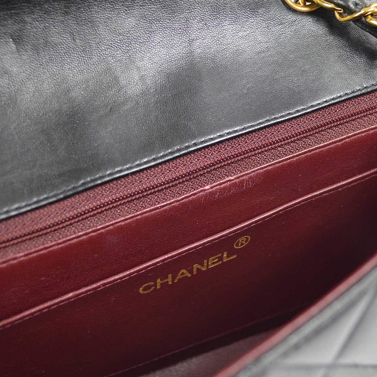 CHANEL Small Diana Chain Shoulder Bag Black Lambskin