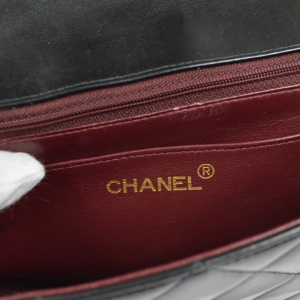 CHANEL Small Diana Chain Shoulder Bag Black Lambskin