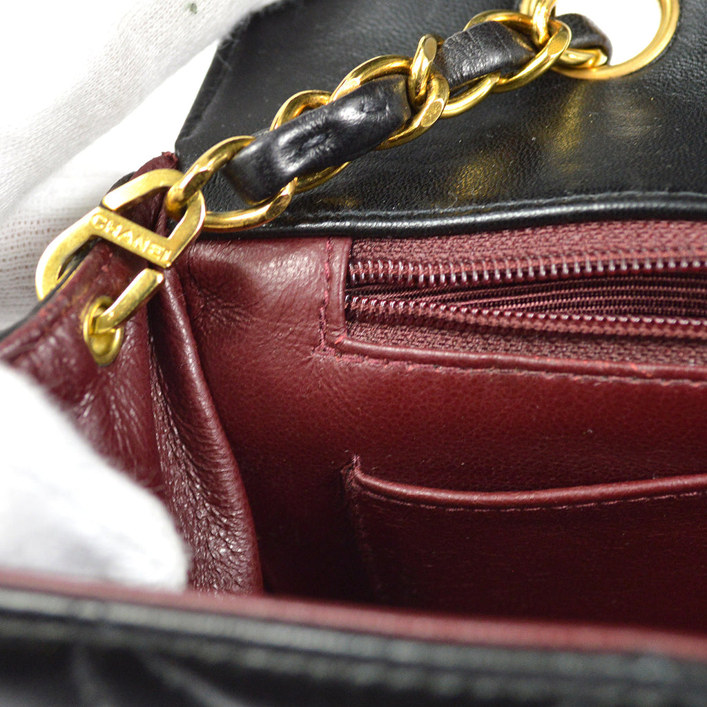 CHANEL Small Diana Chain Shoulder Bag Black Lambskin