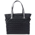 CHANEL Choco Bar Travel Line Tote Handbag Black Jacquard