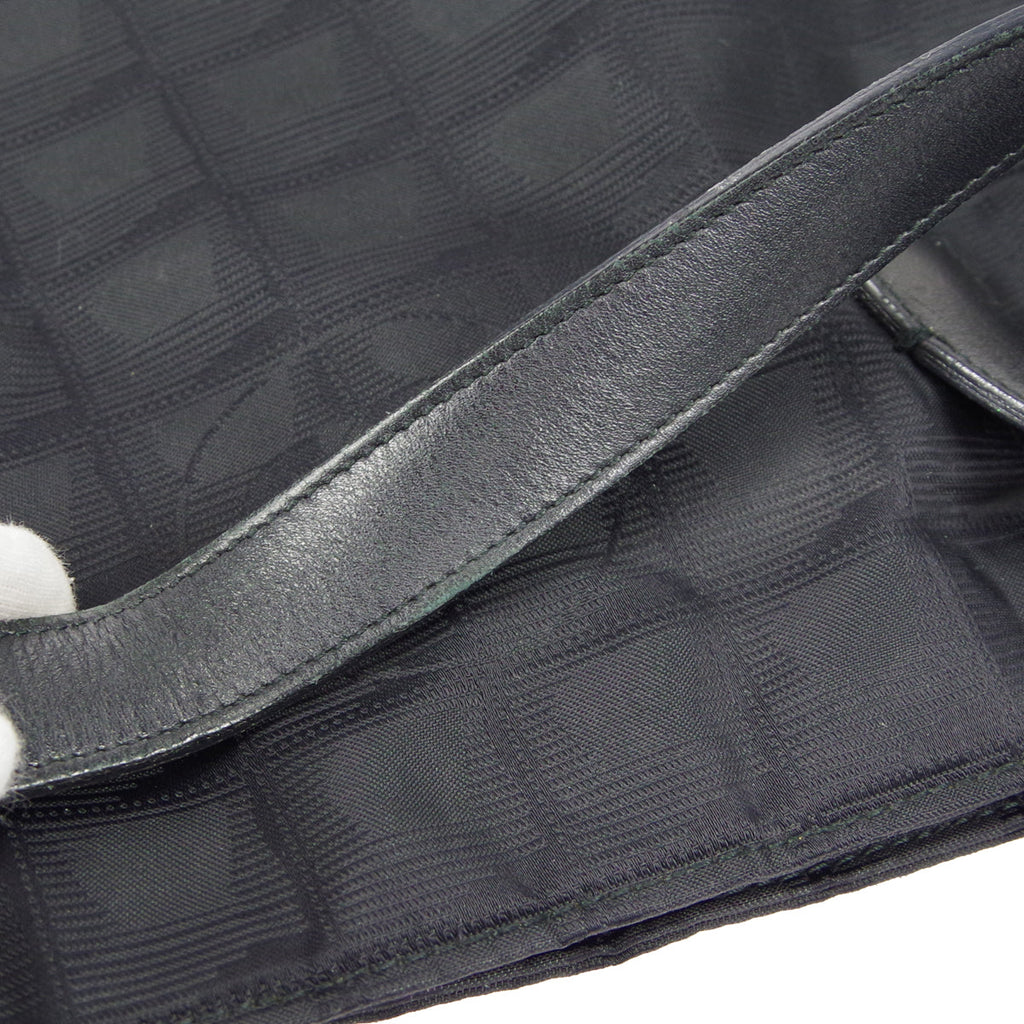 CHANEL Choco Bar Travel Line Tote Handbag Black Jacquard
