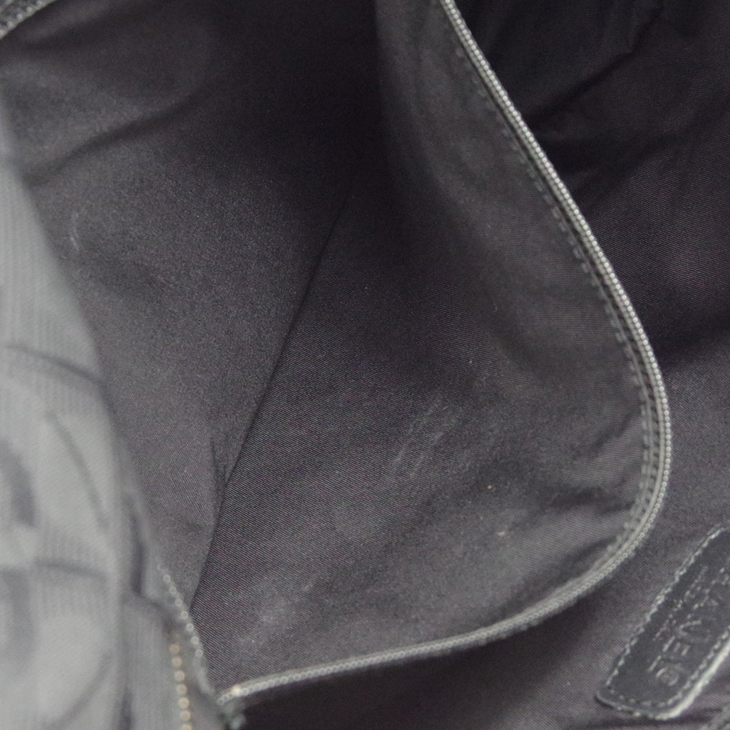 CHANEL Choco Bar Travel Line Tote Handbag Black Jacquard