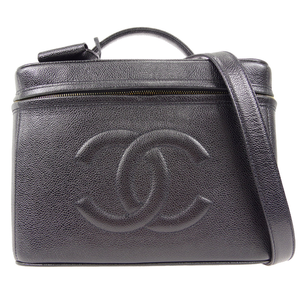 CHANEL 2way Vanity Shoulder Handbag Black Caviar