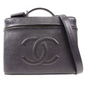 CHANEL 2way Vanity Shoulder Handbag Black Caviar