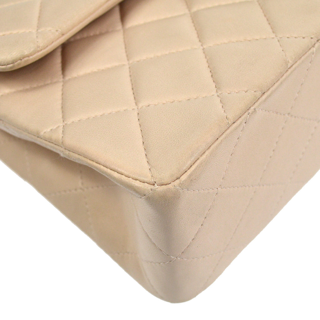 CHANEL 2000-2001 Classic Double Flap Small Pink Beige Lambskin