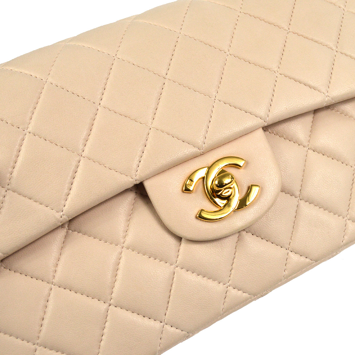 CHANEL 2000-2001 Classic Double Flap Small Pink Beige Lambskin