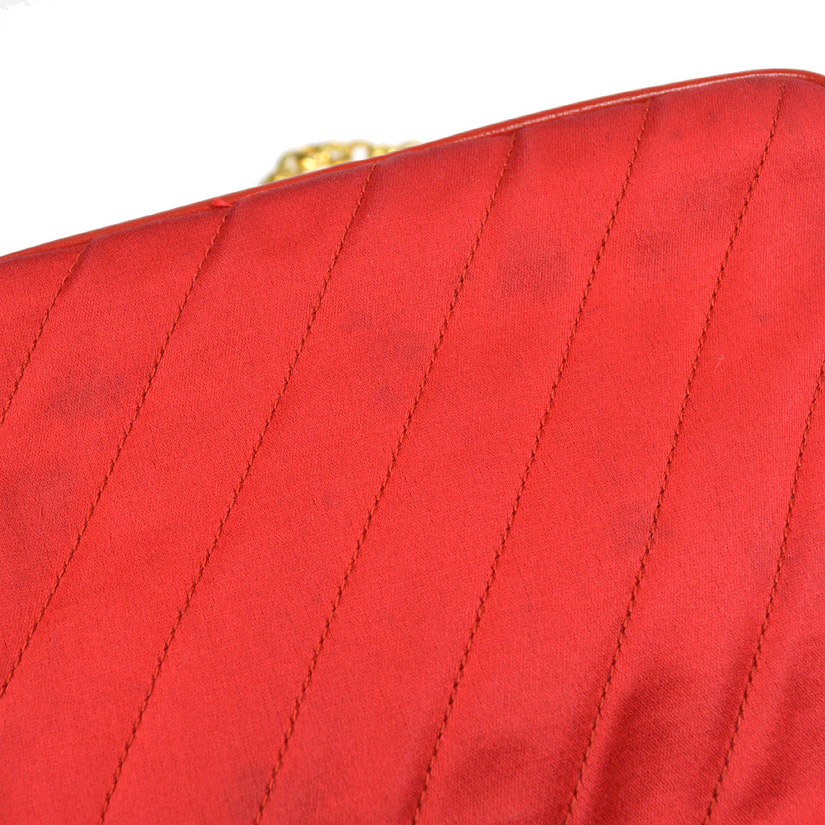 CHANEL Bijou Chain Shoulder Bag Red Satin