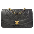 CHANEL Small Diana Chain Shoulder Bag Black Lambskin