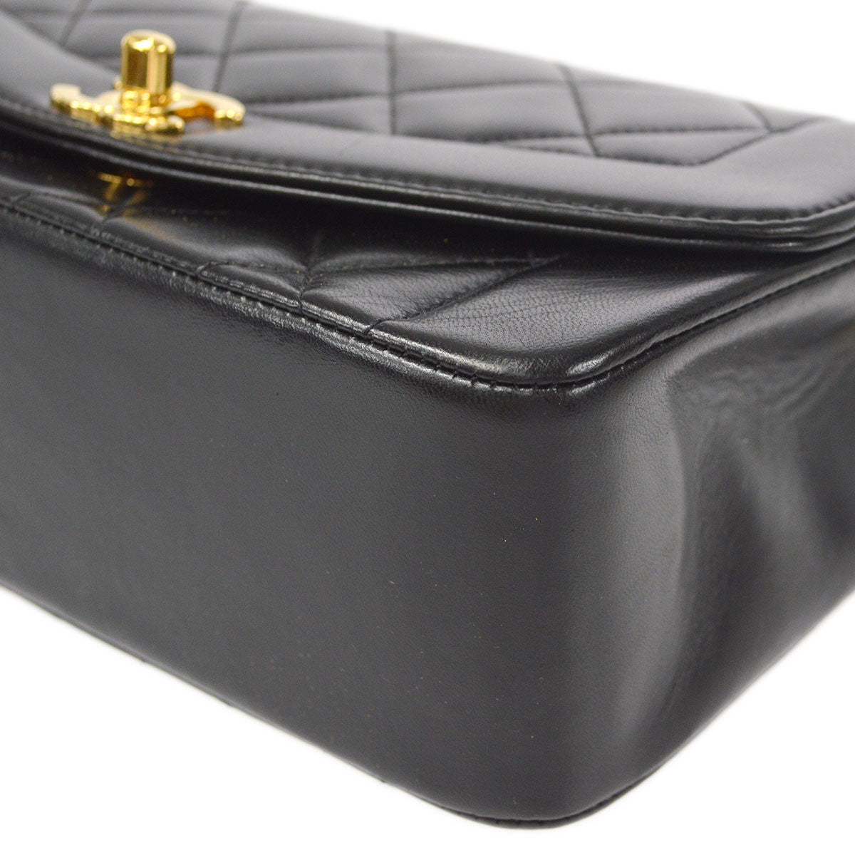 CHANEL Small Diana Chain Shoulder Bag Black Lambskin