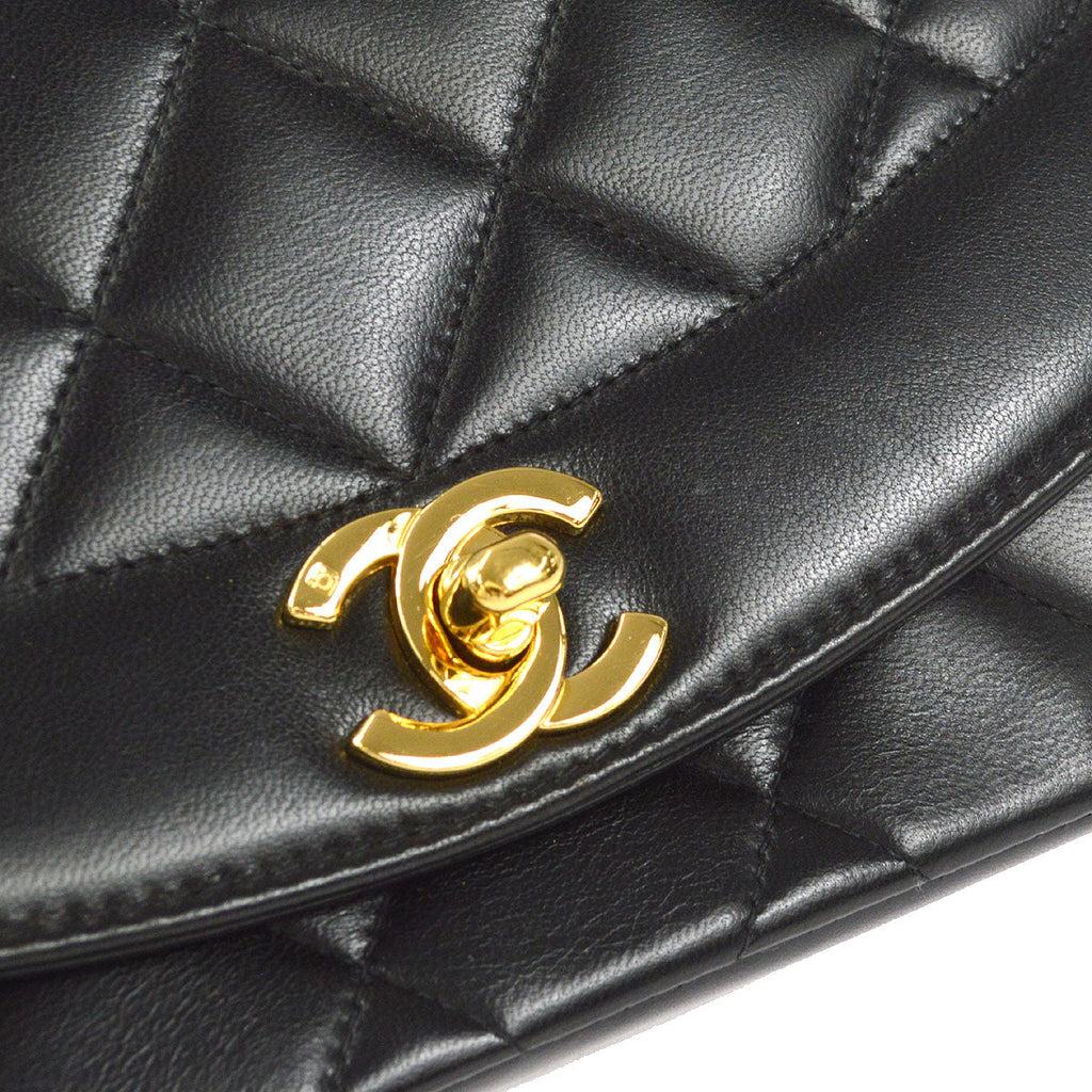 CHANEL Small Diana Chain Shoulder Bag Black Lambskin