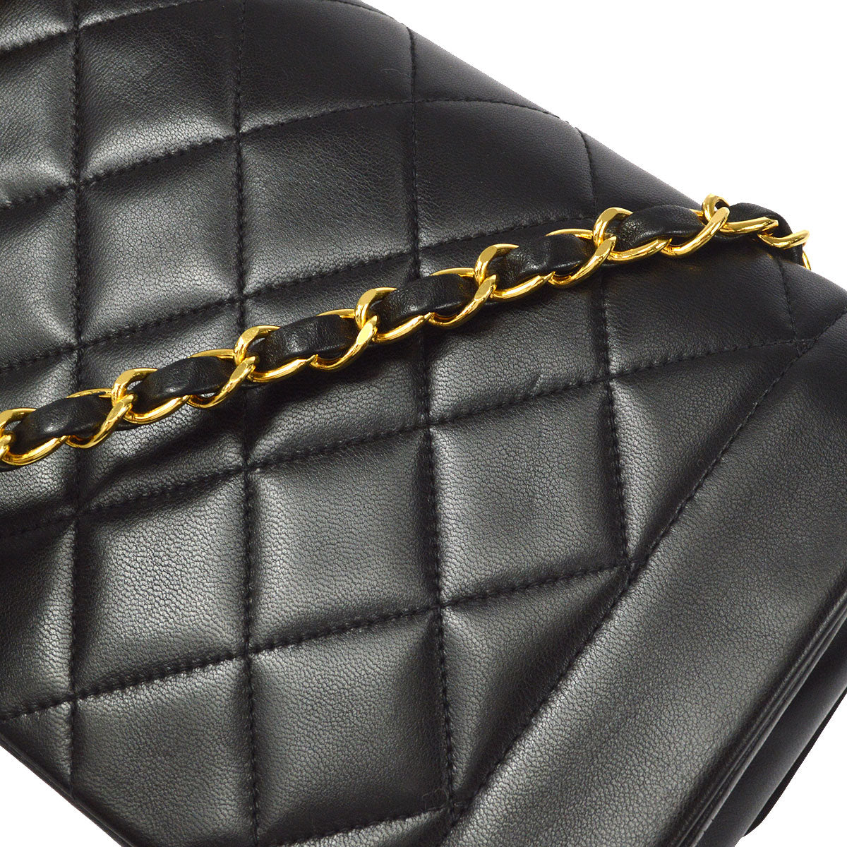 CHANEL Small Diana Chain Shoulder Bag Black Lambskin