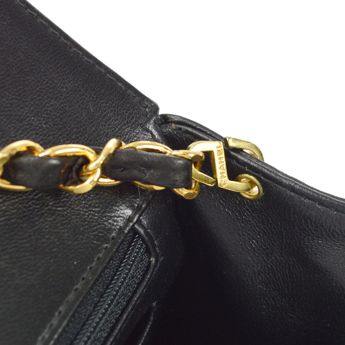 CHANEL Small Diana Chain Shoulder Bag Black Lambskin