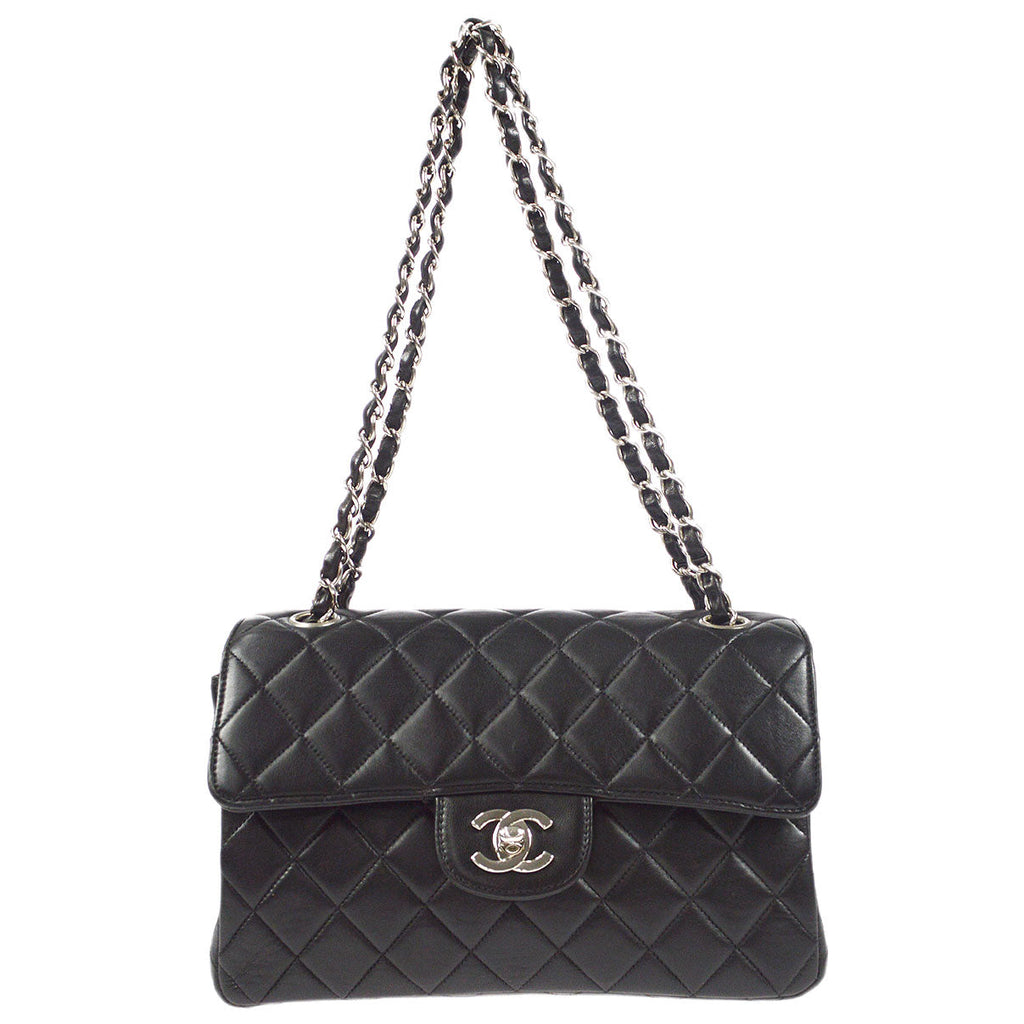 CHANEL Classic Both Side Flap Small Chain Handbag Black Lambskin