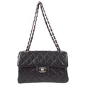 CHANEL Classic Both Side Flap Small Chain Handbag Black Lambskin