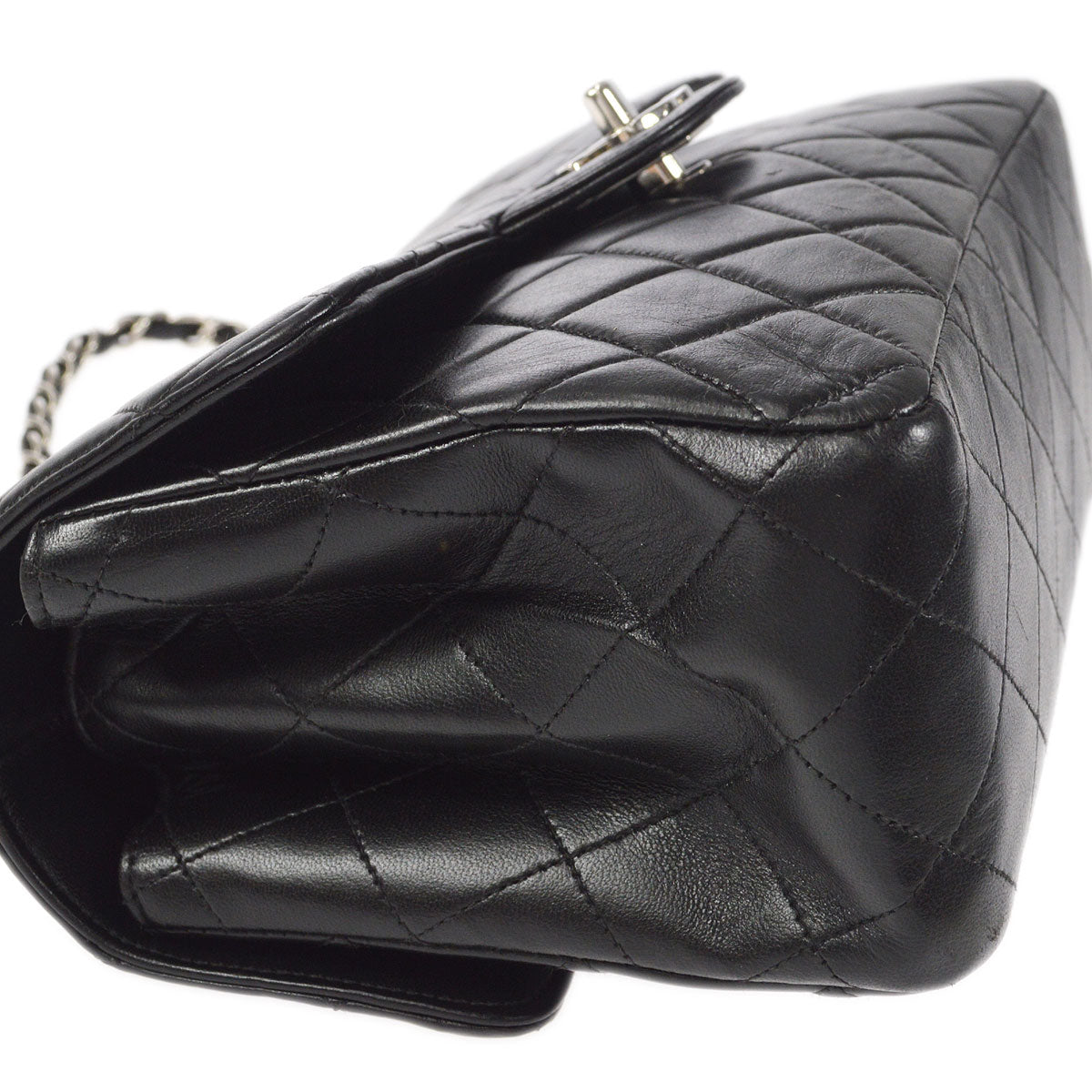 CHANEL Classic Both Side Flap Small Chain Handbag Black Lambskin
