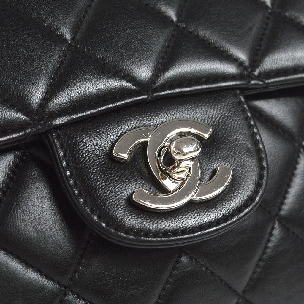CHANEL Classic Both Side Flap Small Chain Handbag Black Lambskin