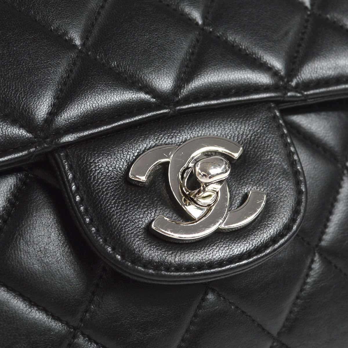 CHANEL Classic Both Side Flap Small Chain Handbag Black Lambskin