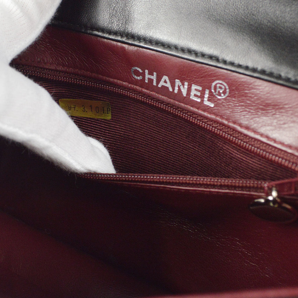 CHANEL Classic Both Side Flap Small Chain Handbag Black Lambskin