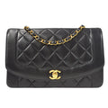CHANEL Medium Diana Chain Shoulder Bag Black Lambskin