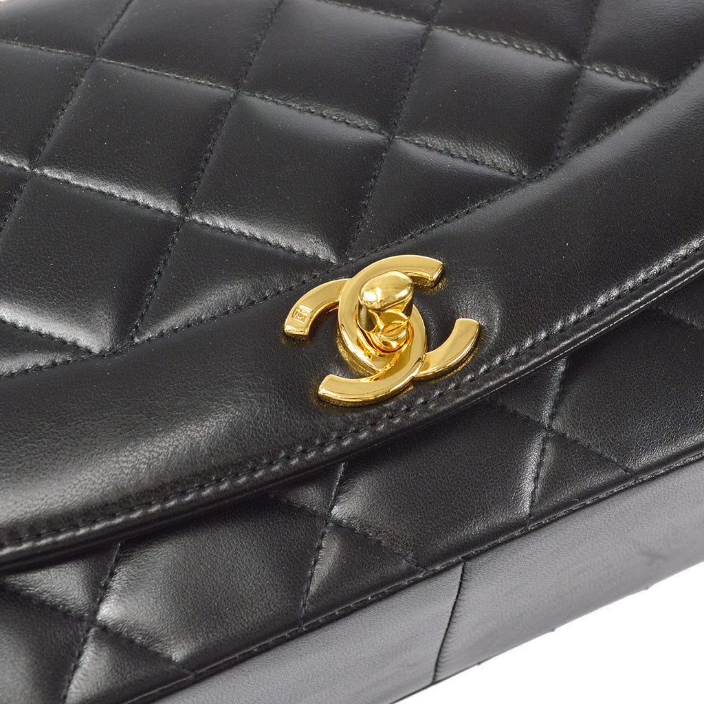 CHANEL Medium Diana Chain Shoulder Bag Black Lambskin