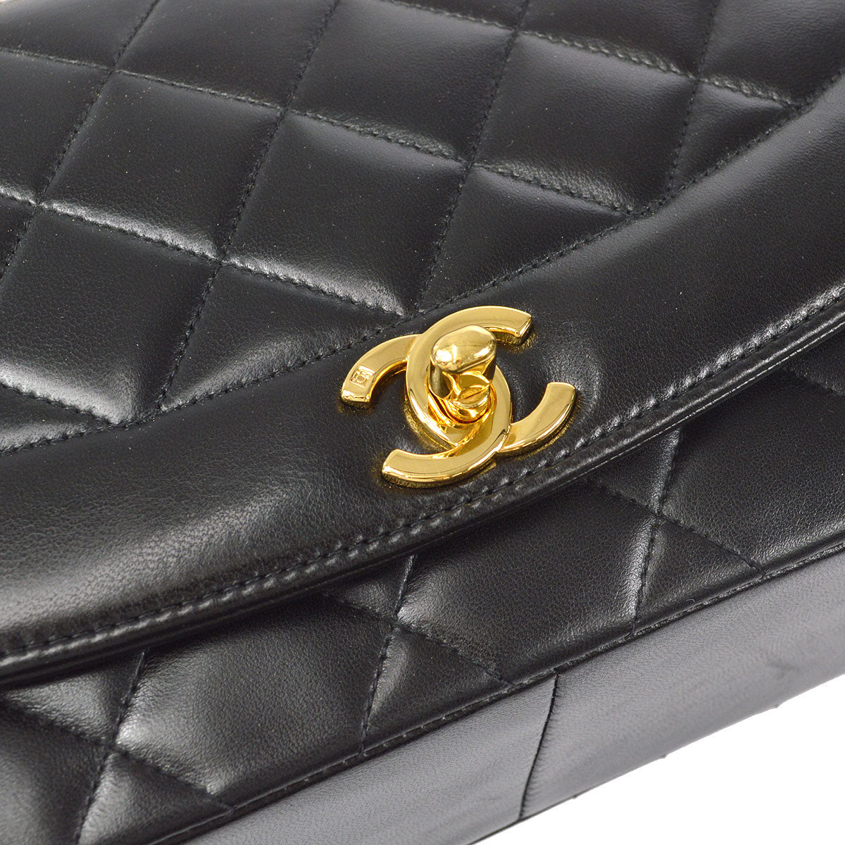CHANEL Medium Diana Chain Shoulder Bag Black Lambskin