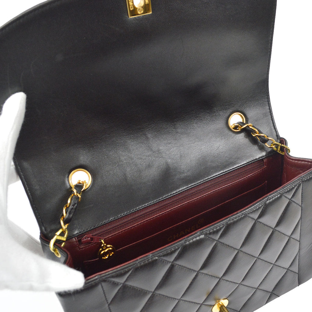 CHANEL Medium Diana Chain Shoulder Bag Black Lambskin