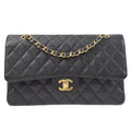CHANEL Classic Double Flap Medium Shoulder Bag Black Caviar
