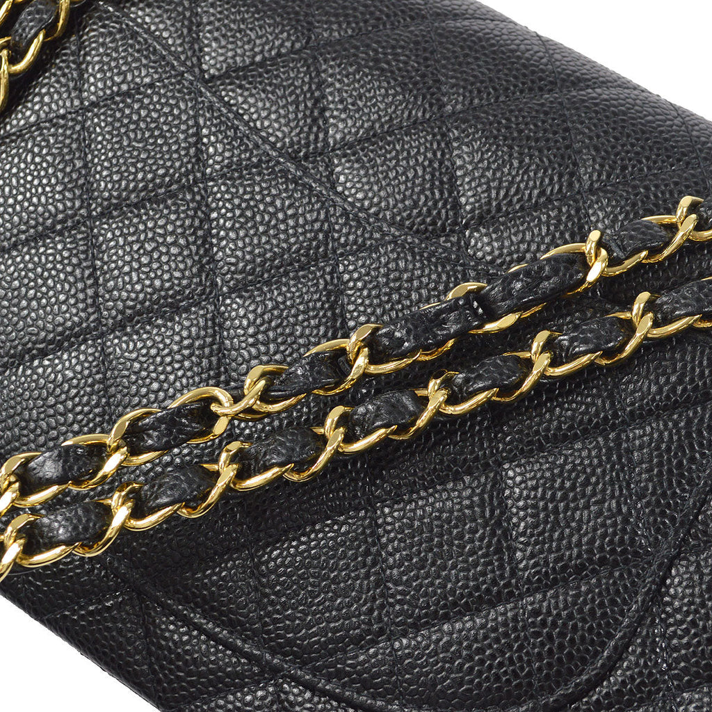 CHANEL Classic Double Flap Medium Shoulder Bag Black Caviar