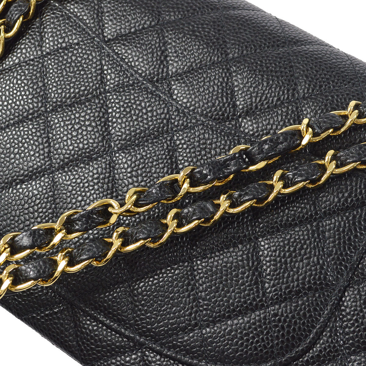 CHANEL Classic Double Flap Medium Shoulder Bag Black Caviar