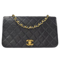 CHANEL Full Flap Chain Shoulder Bag Black Lambskin
