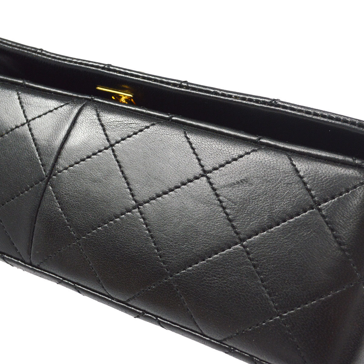 CHANEL Full Flap Chain Shoulder Bag Black Lambskin