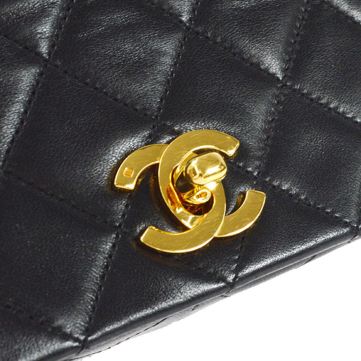 CHANEL Full Flap Chain Shoulder Bag Black Lambskin