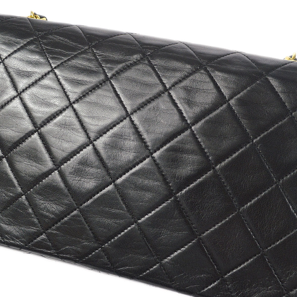 CHANEL Full Flap Chain Shoulder Bag Black Lambskin