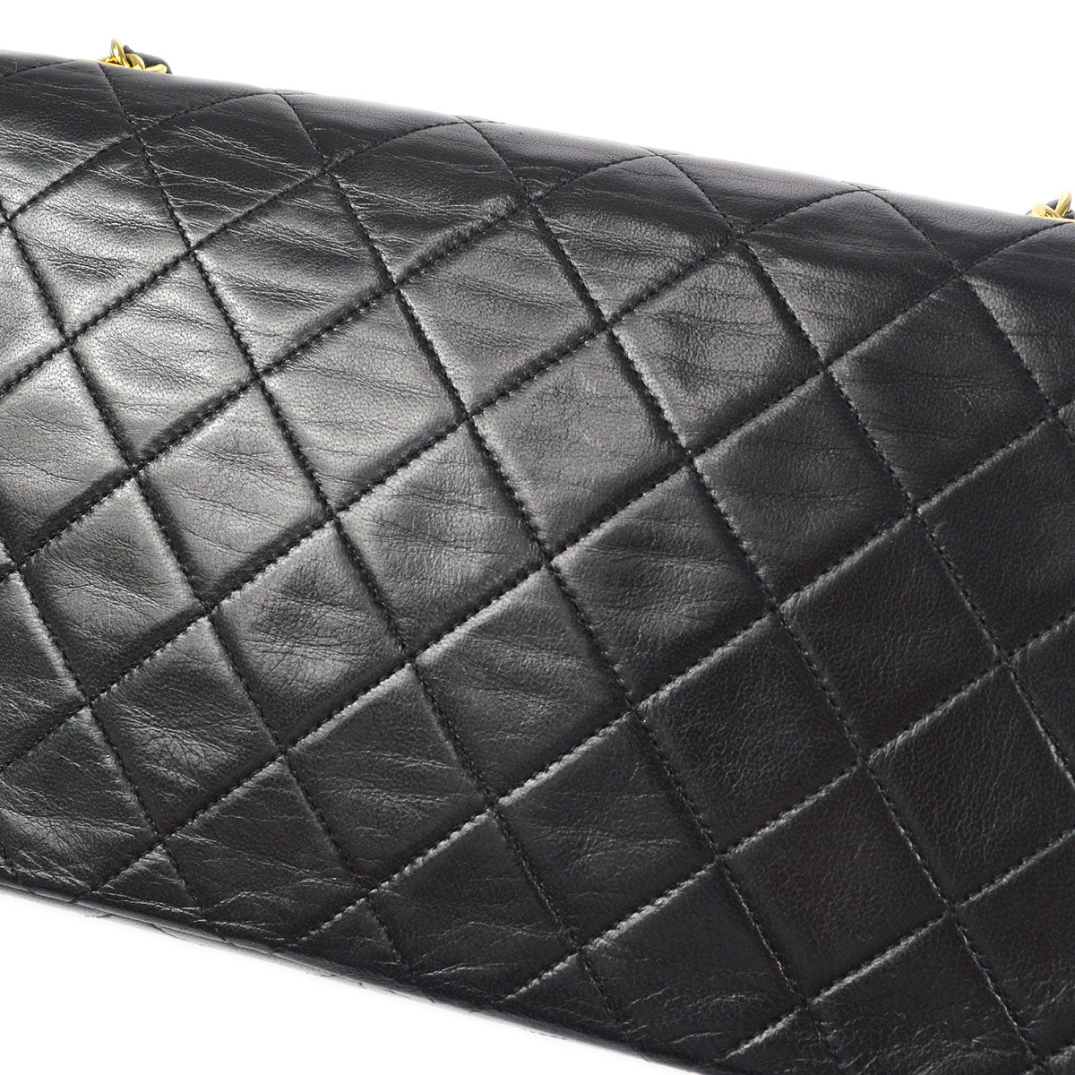 CHANEL Full Flap Chain Shoulder Bag Black Lambskin