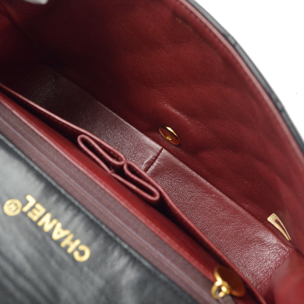 CHANEL Full Flap Chain Shoulder Bag Black Lambskin