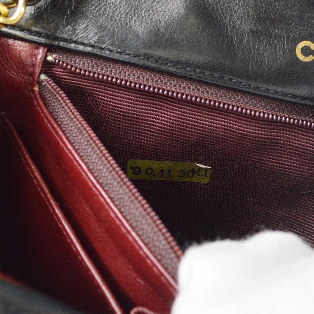 CHANEL Full Flap Chain Shoulder Bag Black Lambskin