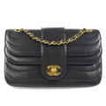 CHANEL Double Chain Shoulder Bag Black Lambskin