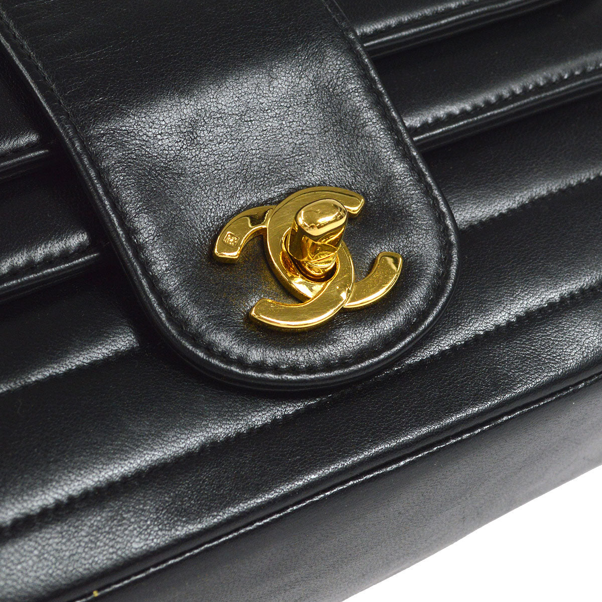 CHANEL Double Chain Shoulder Bag Black Lambskin