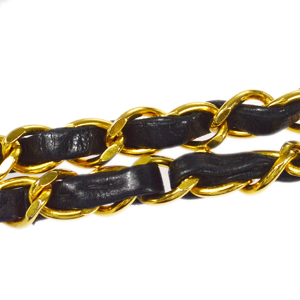 CHANEL Double Chain Shoulder Bag Black Lambskin