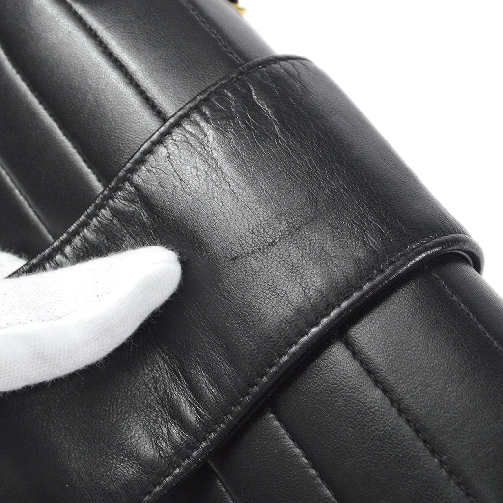 CHANEL Double Chain Shoulder Bag Black Lambskin