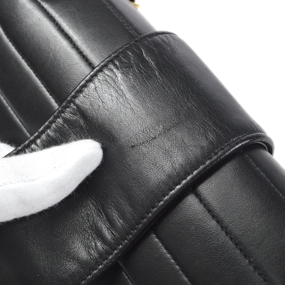 CHANEL Double Chain Shoulder Bag Black Lambskin