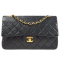 CHANEL Classic Double Flap Medium Shoulder Bag Black Lambskin