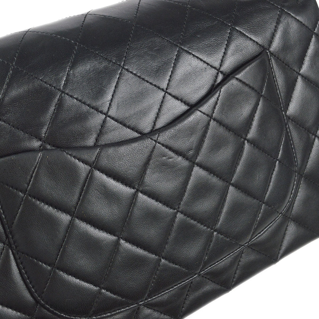 CHANEL Classic Double Flap Medium Shoulder Bag Black Lambskin
