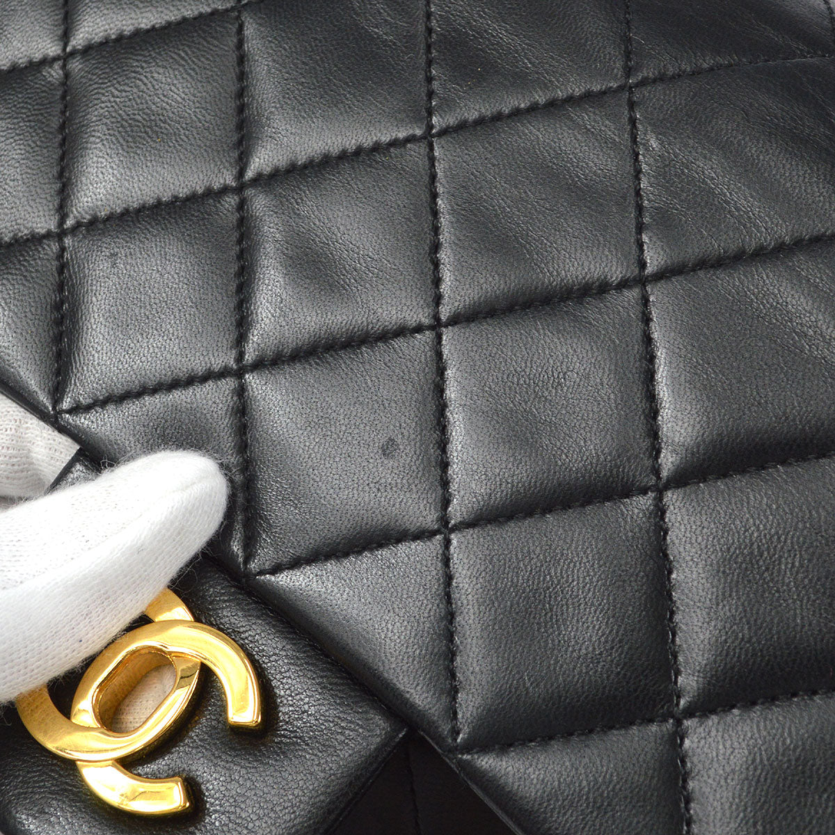 CHANEL Classic Double Flap Medium Shoulder Bag Black Lambskin
